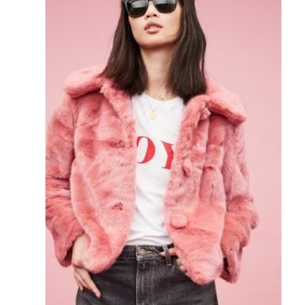 TOPSHOP Anne Faux Fur Crop Coat